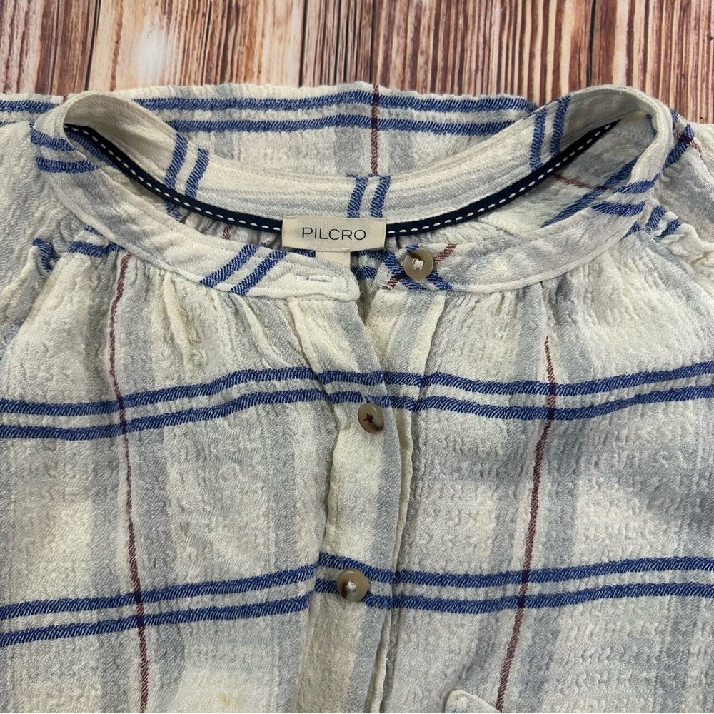 Anthropology Pilcro Relaxed Plaid Buttondown Shirt Size Large - Picture 5 of 13